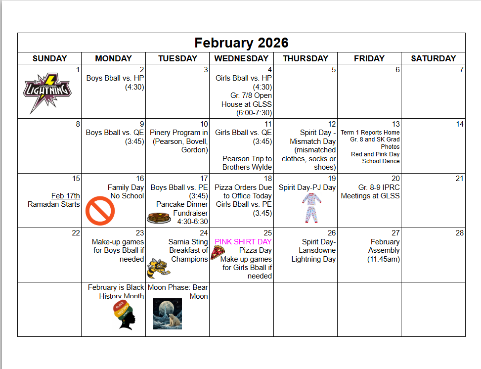 February Calendar 2026