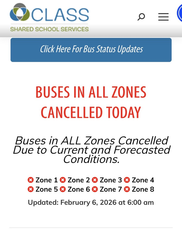 Buses cancelled in all zones  
