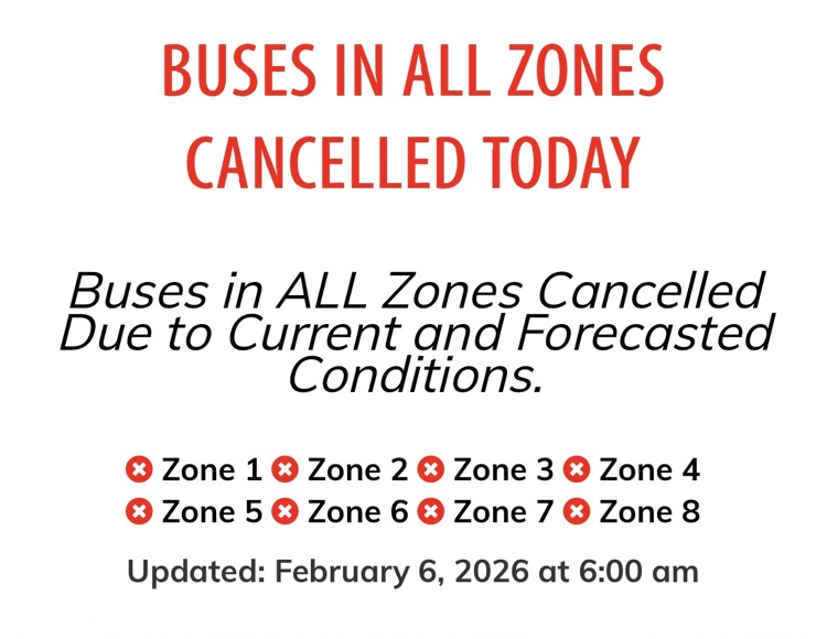 screenshot from Internet that shows buses are cancelled