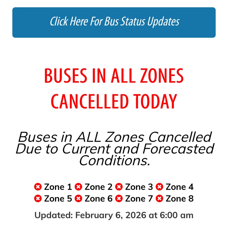 all zone bus cancellations