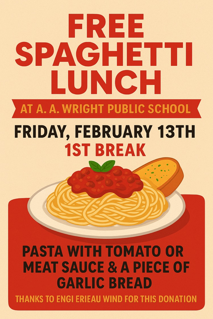 Poster for free pasta lunch on Friday 