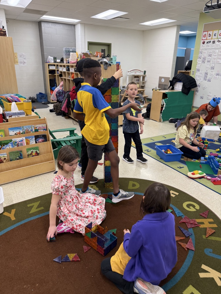 time to build. students building with magnatiles