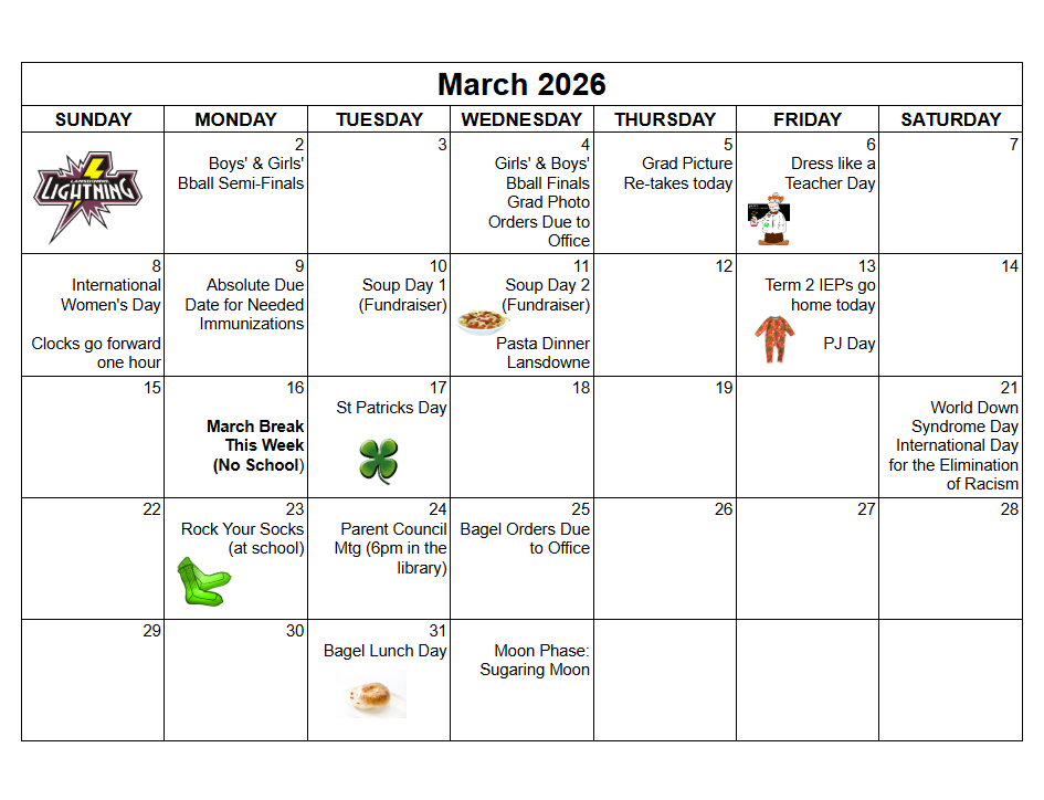 March Calendar 2026
