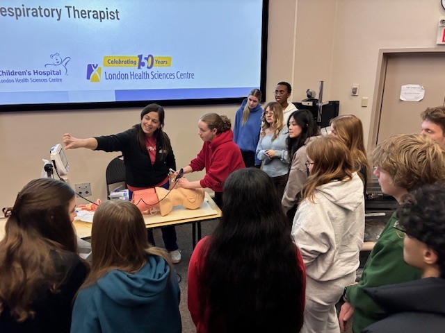 Student doing simulation intubation