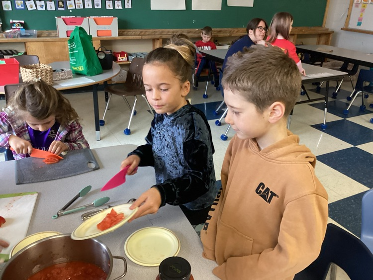 cutting veggies