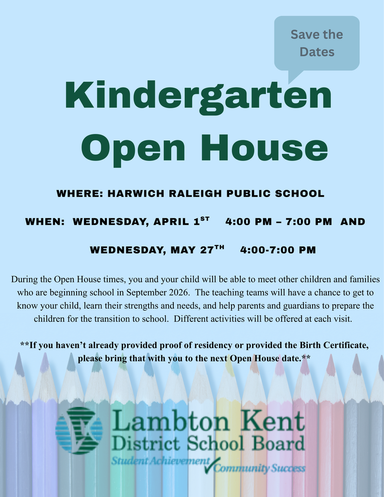 Kindergarten Open House - Save the Dates