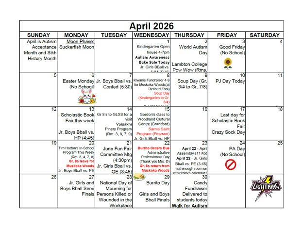 April Newsletter and Calendar