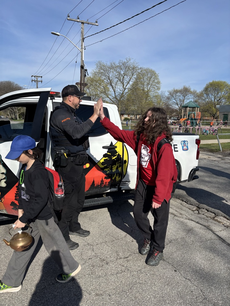 carrying the copper kettle and High Fiving Constable Tyler 