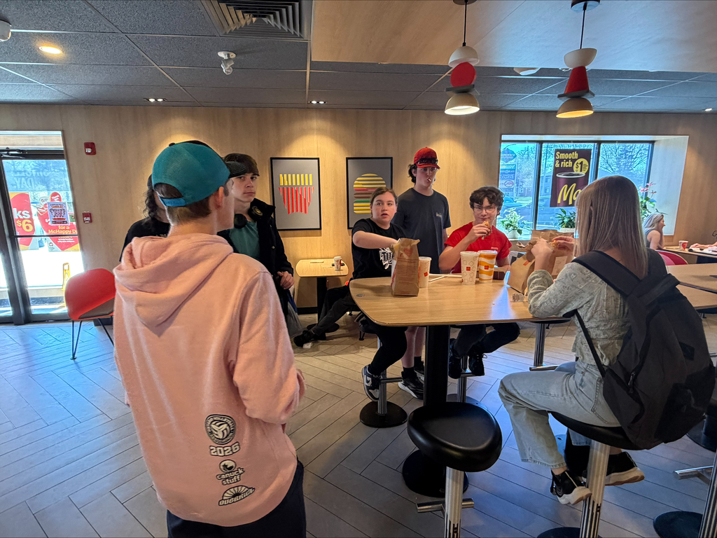Students enjoying McDonald's lunch.