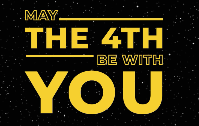 pictures describing upcoming events at London Road Public School. Image includes "May the 4th be with You" in yellow text with a starry background
