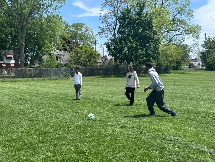Students playing football