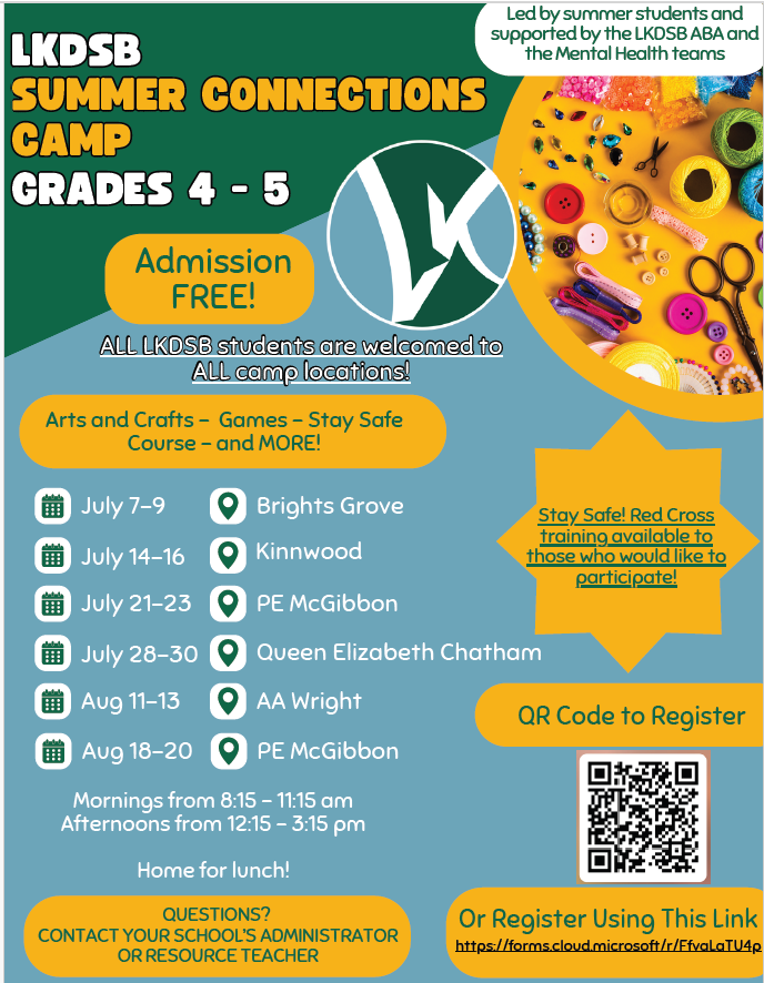 Flyer for LKDSB Summer Connections