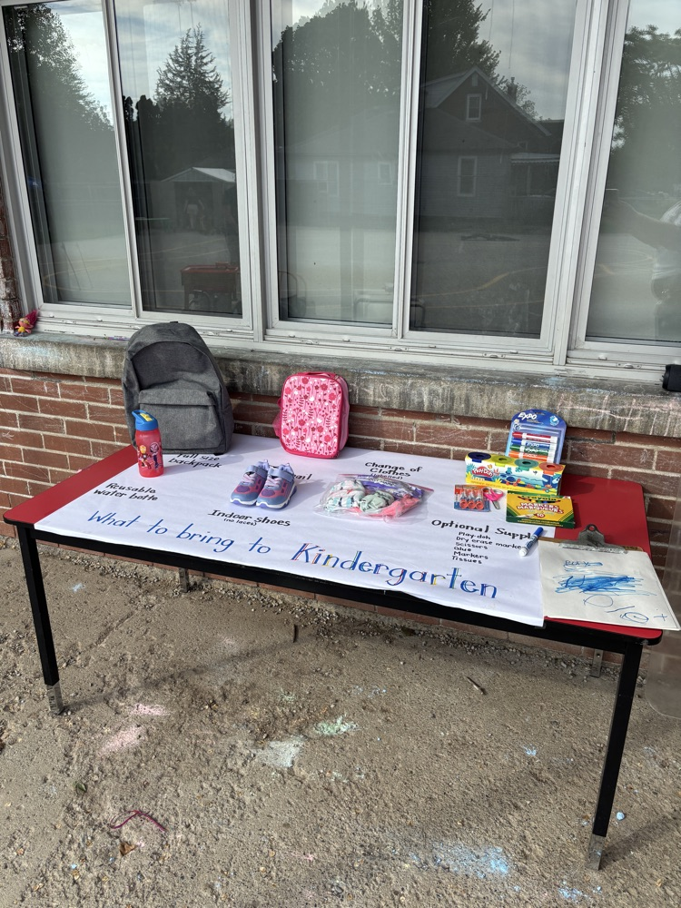 A table displaying all the items needed to begin kinder