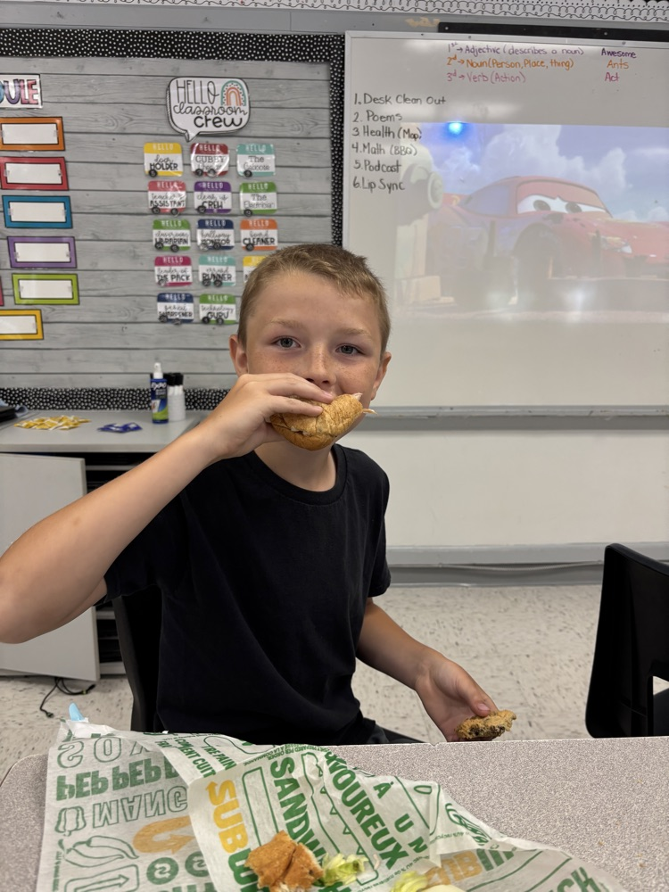 Student eating a