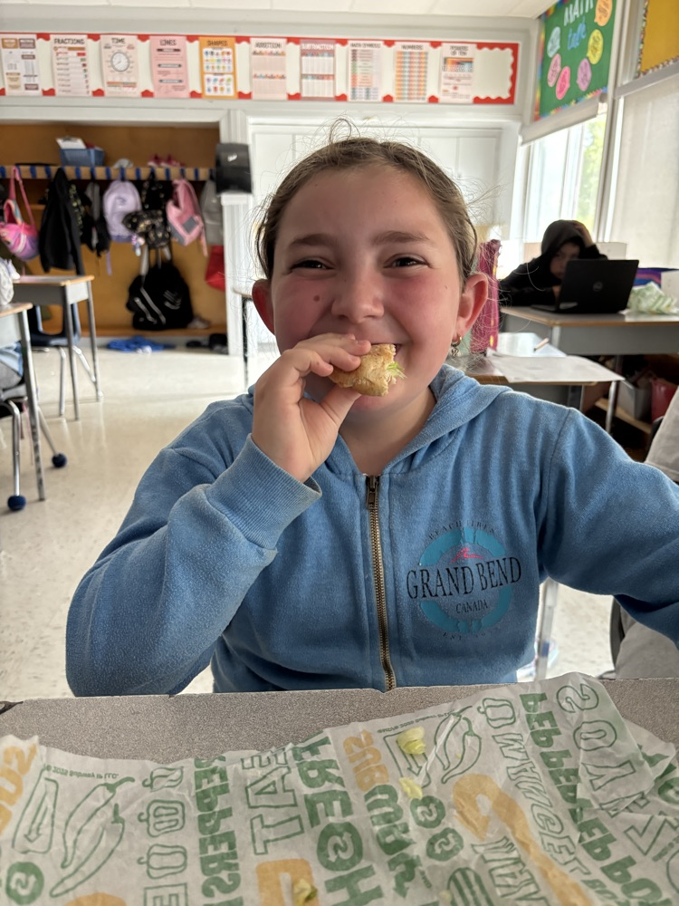 Student eating a