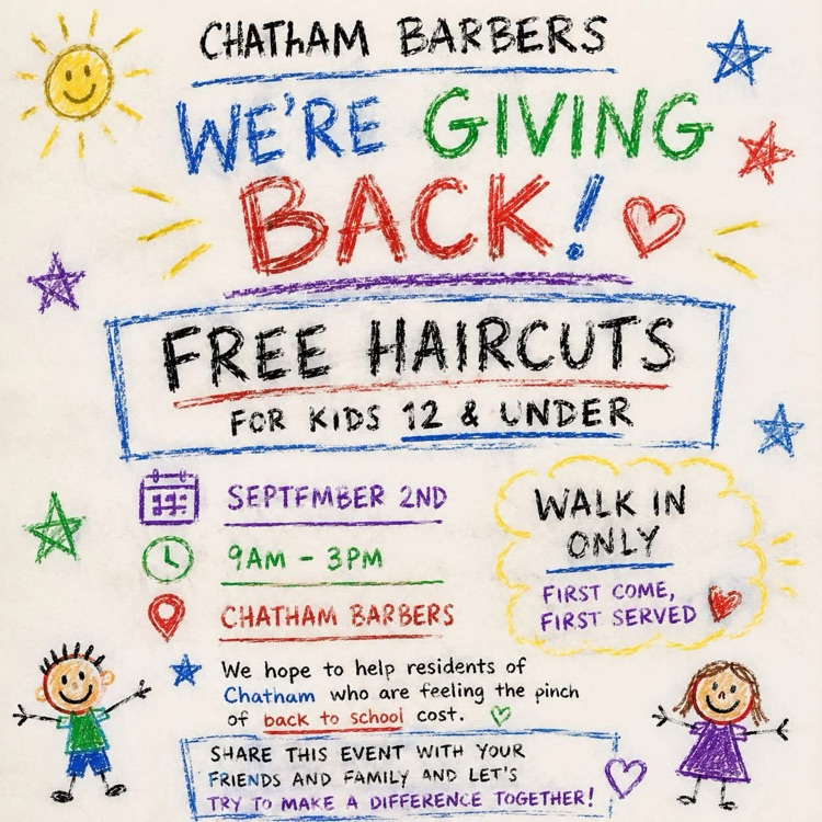 advertisement for free haircuts offered by local business