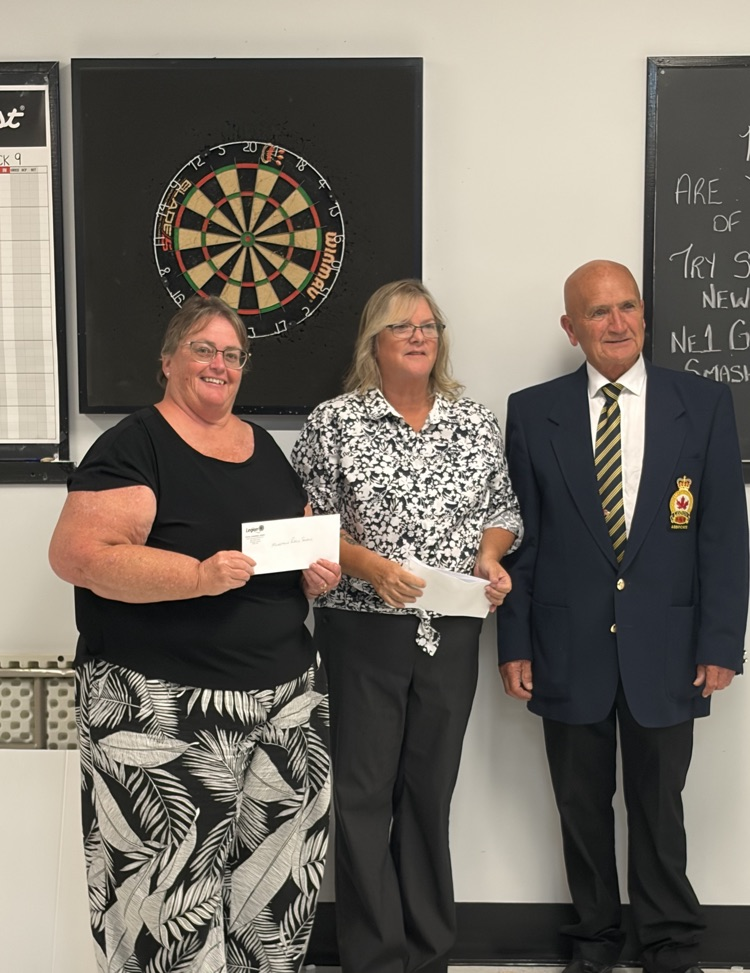 Kathy Myers accepting the Cheque on behalf of the school.