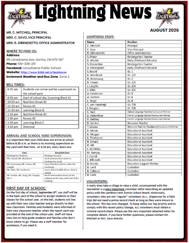 September Newsletter and Calendar
