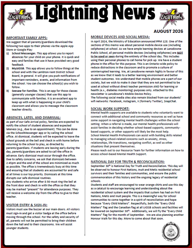 September Newsletter and Calendar