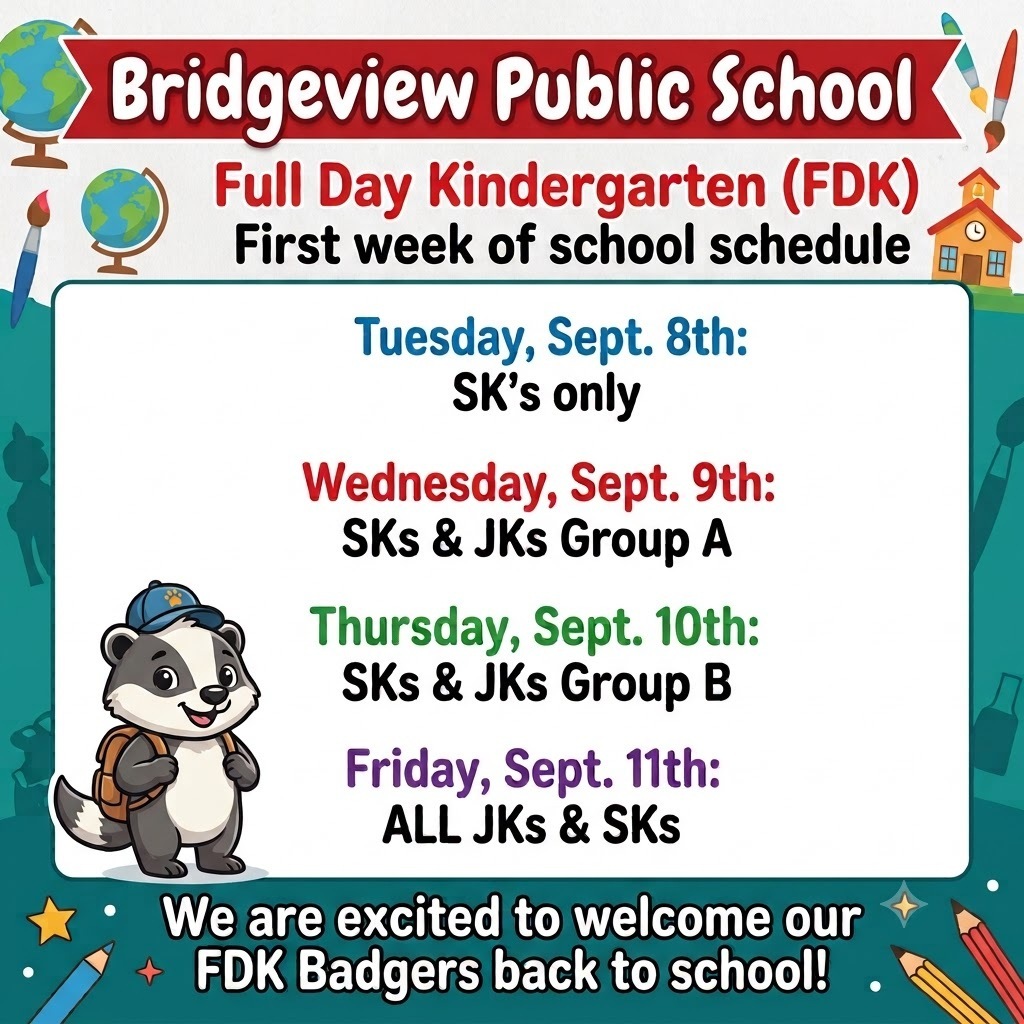 FDK First week of school schedule