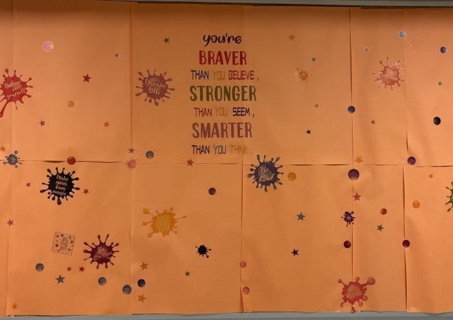 bulletin board with you are brave quote