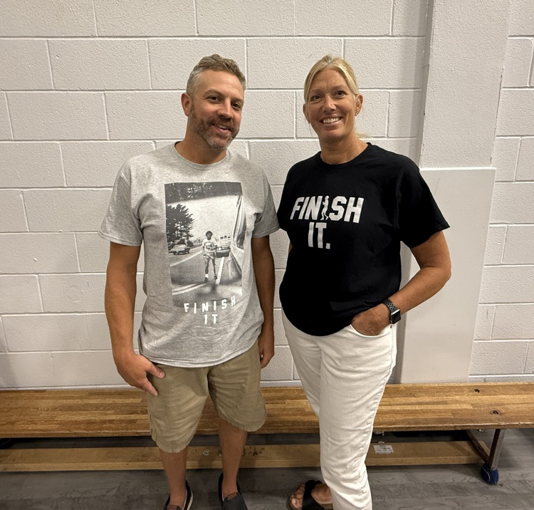 Mr Vandehogen and Mrs Brown in their Terry Fox shirts