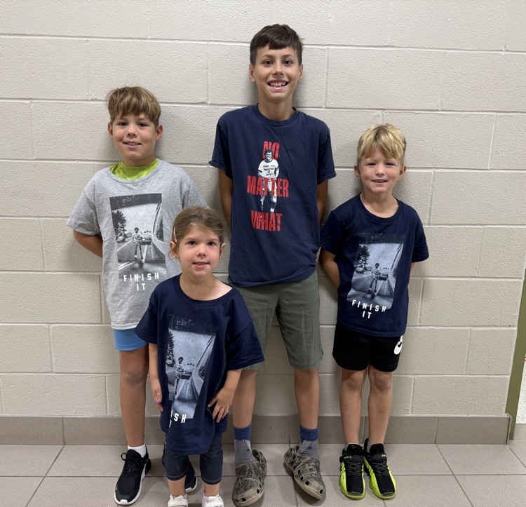 4 students wearing Terry Fox shirts