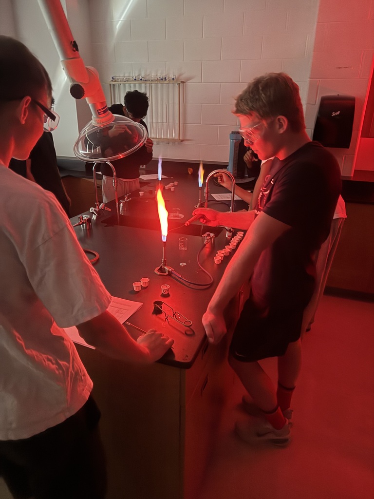 Flame test of lithium.
