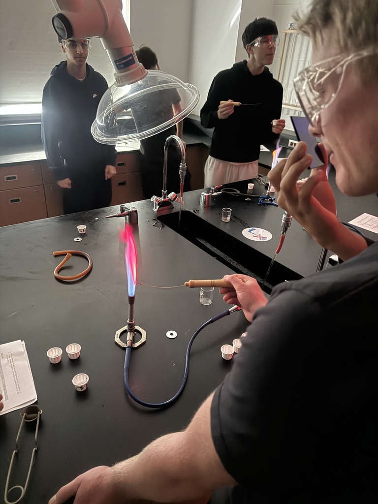 Flame test of lithium.