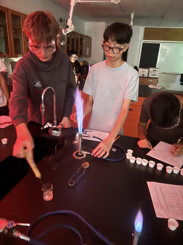 Flame test of potassium.