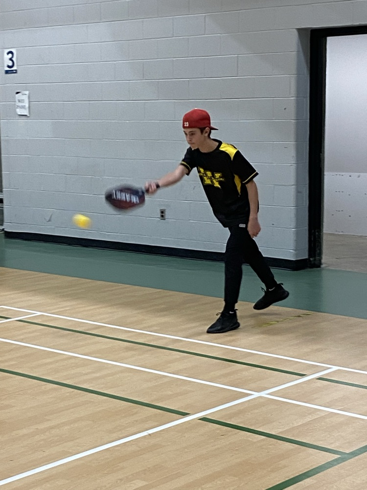 action shot of pickleball