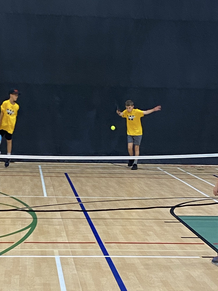action shot of pickleball