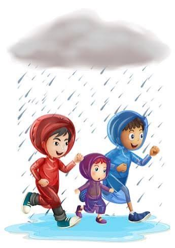kids running in the rain 
