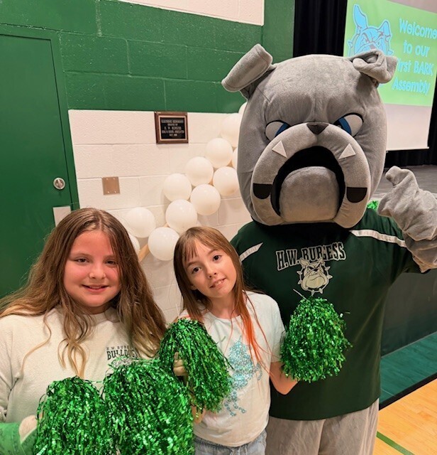 Bark mascot with girls