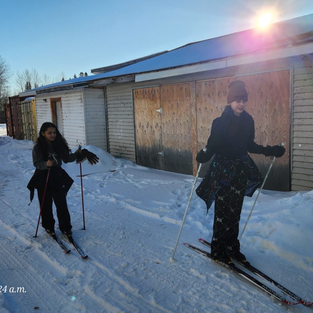 getting ready to go skiing 