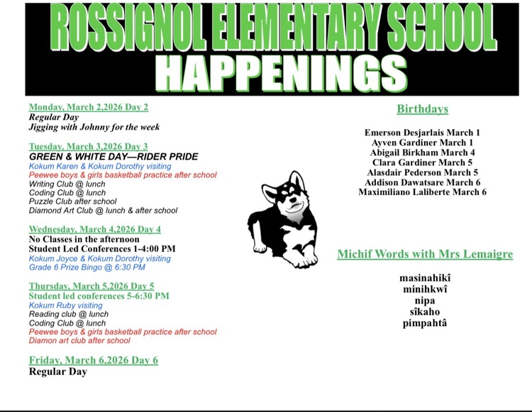 Husky Happenings for the week of March 2-6