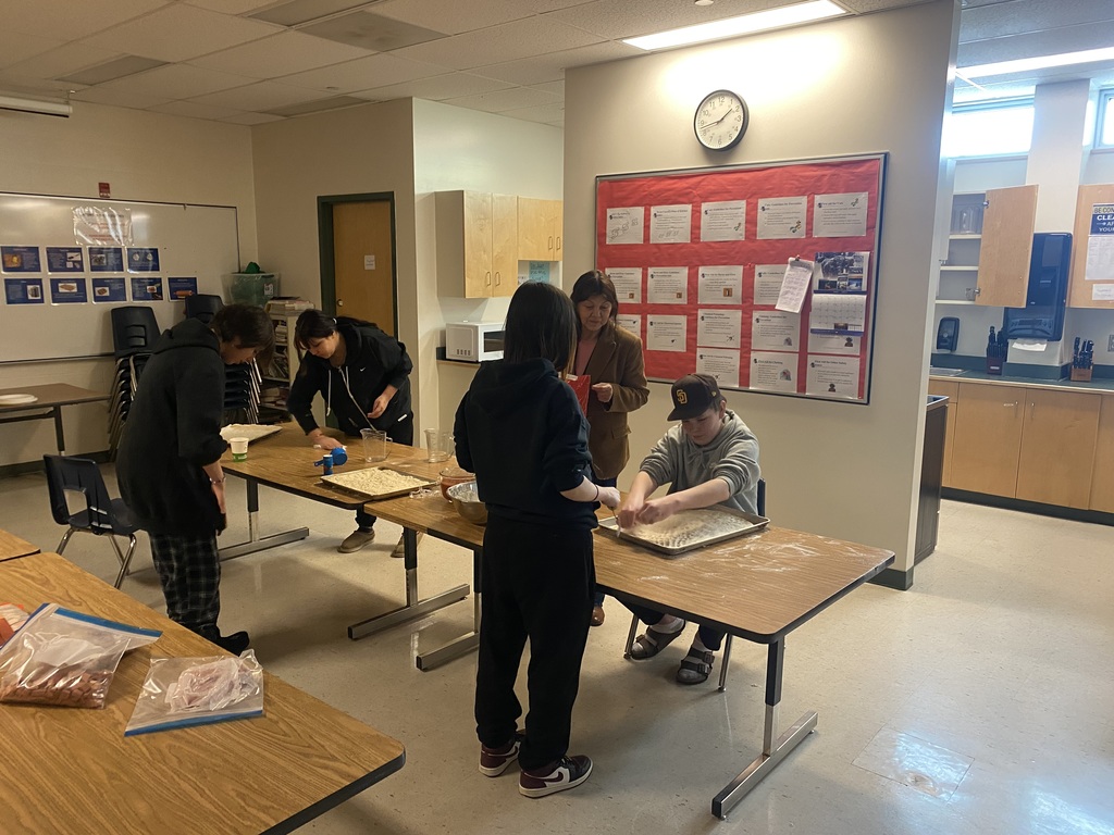 students in kitchen