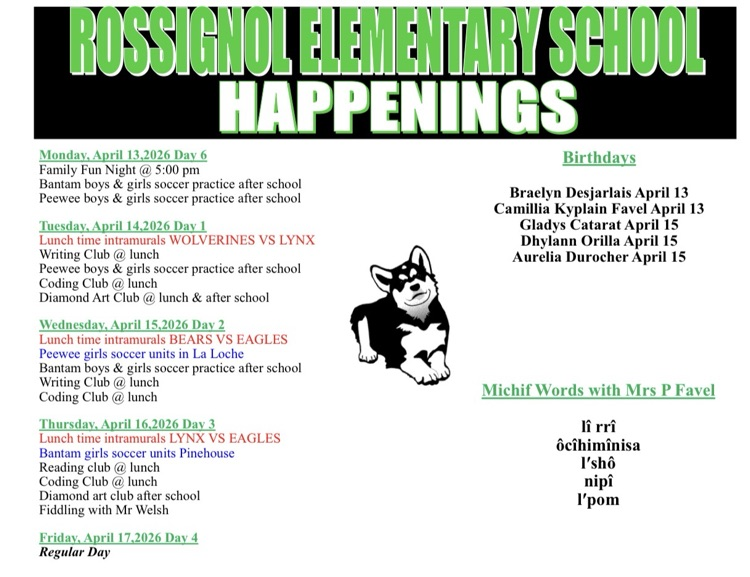 husky happenings April 13-17,2026