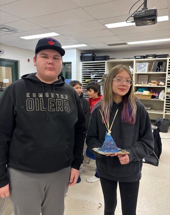 students in art room
