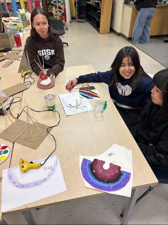 students in art room