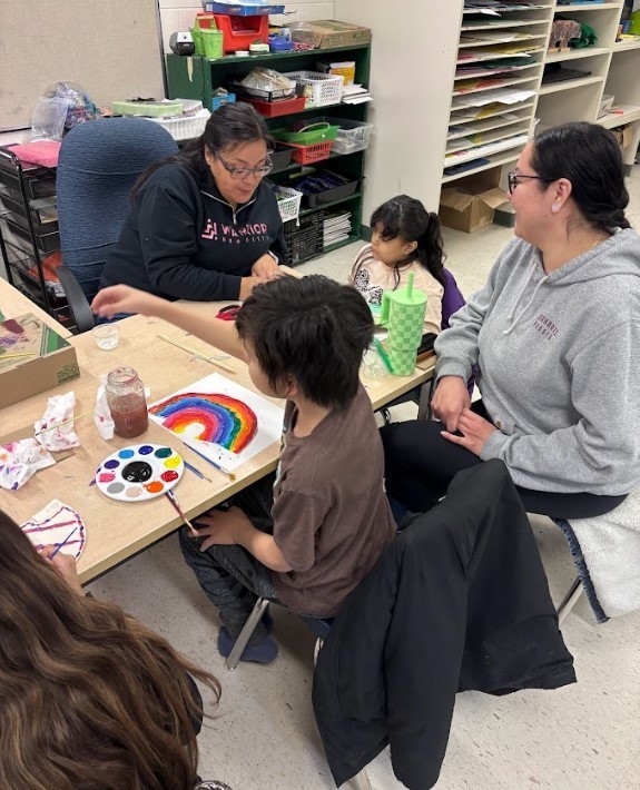 students in art room