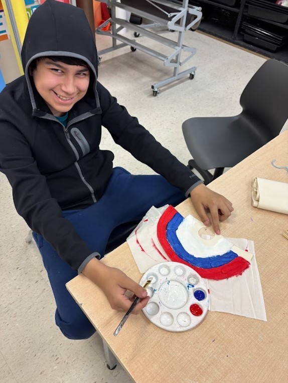 students in art room