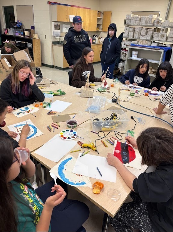students in art room