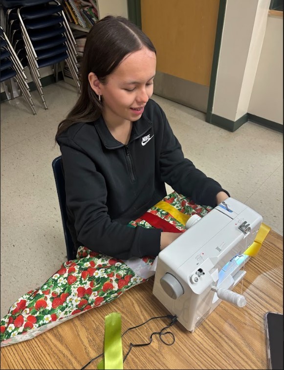 students sewing
