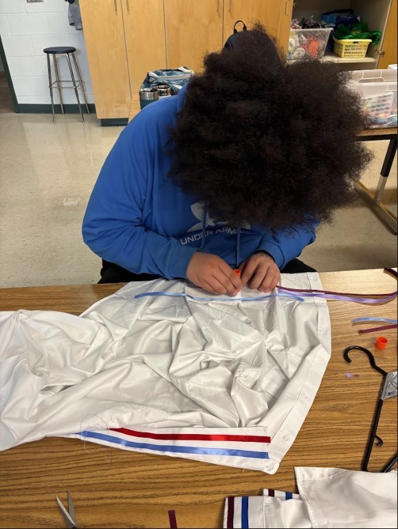 students sewing