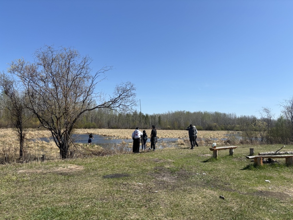students fishing