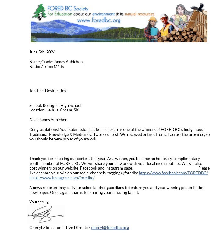 student winning letter