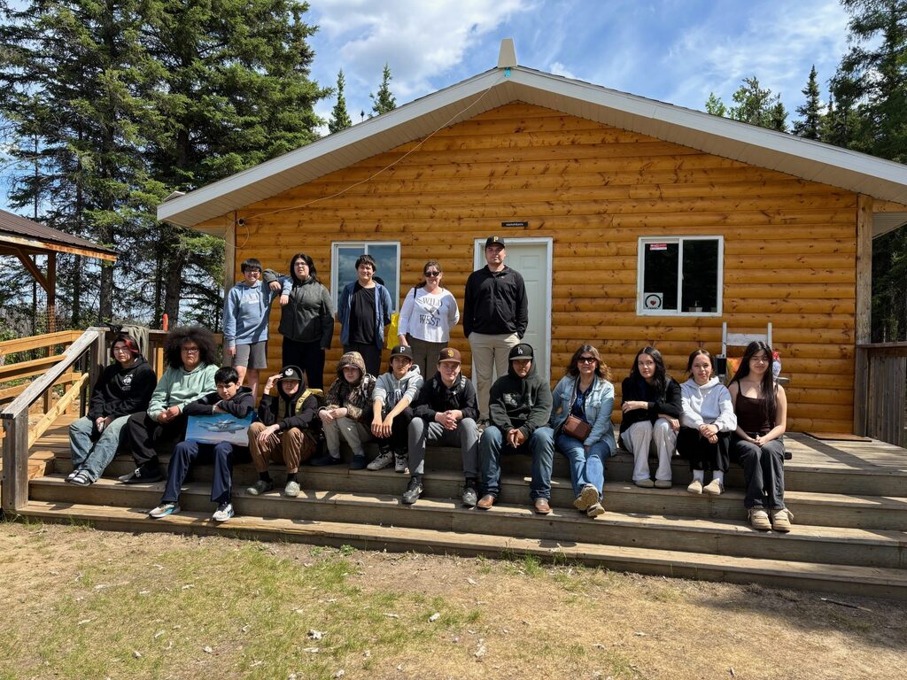 students out at cabin