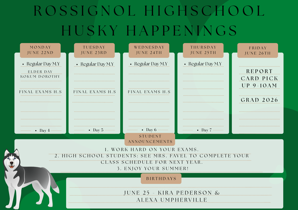 Rossignol Husky School Happenings