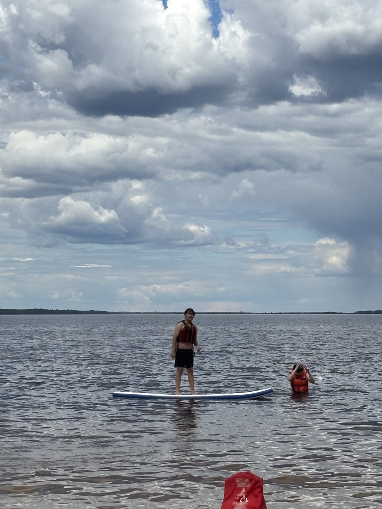 students swimming